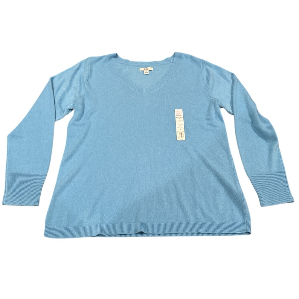 Croft & Barrow V-Neck Sweater, NWT, Size-XL, Color-Blue, Womens V-Neck Sweater